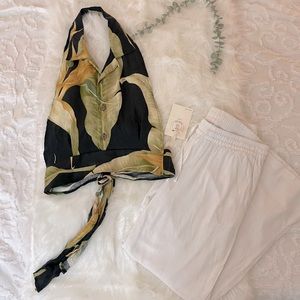 Urban Renewal Remade Tropical Tie Back Top Size Medium